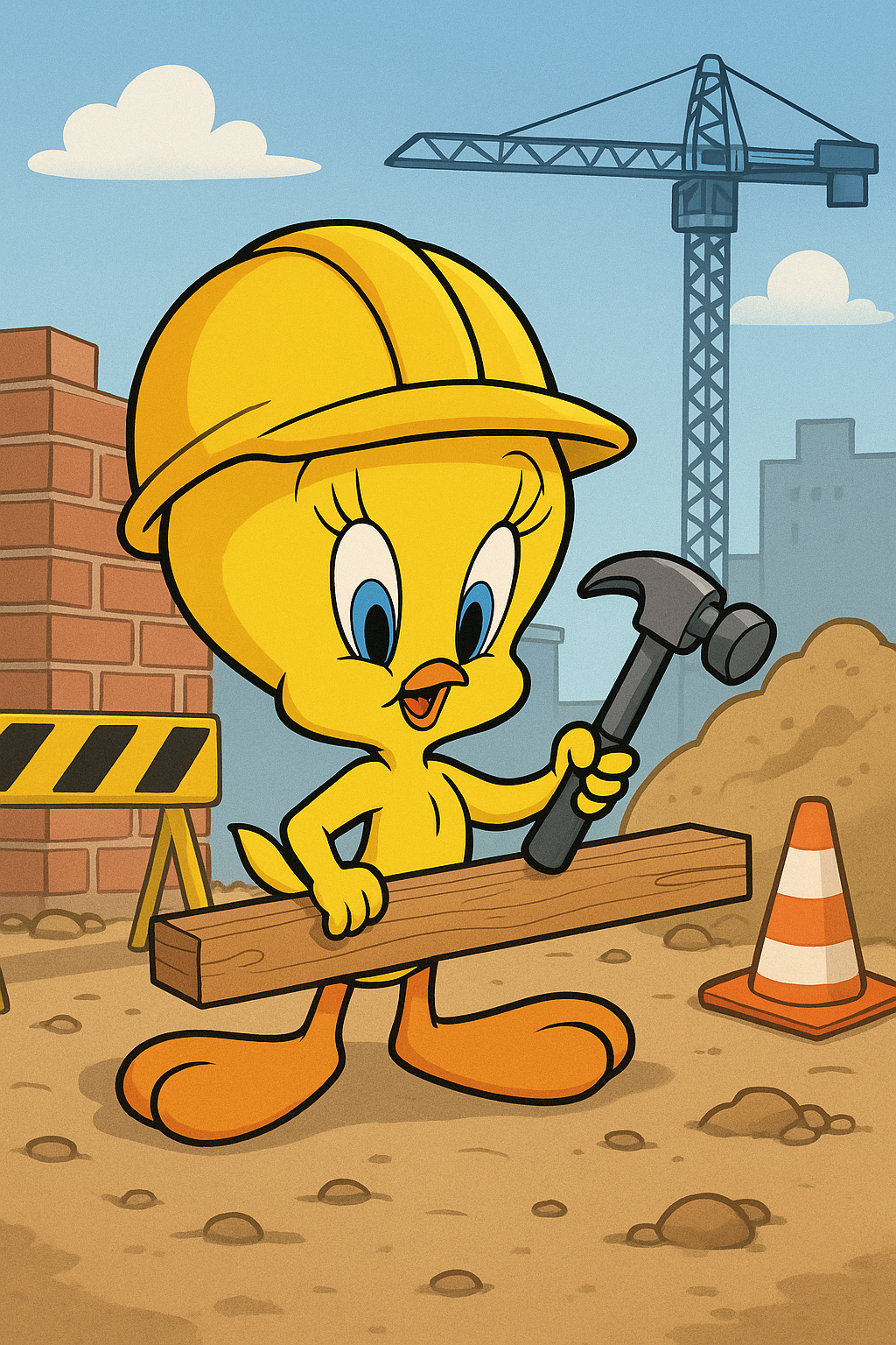 Tweety aan het bouwen